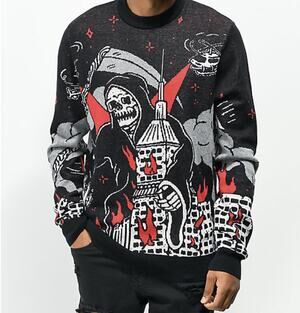 Lurking Class Sketchy Tank Destroy Black Grim Reaper Sweater Men's XL (fitted)